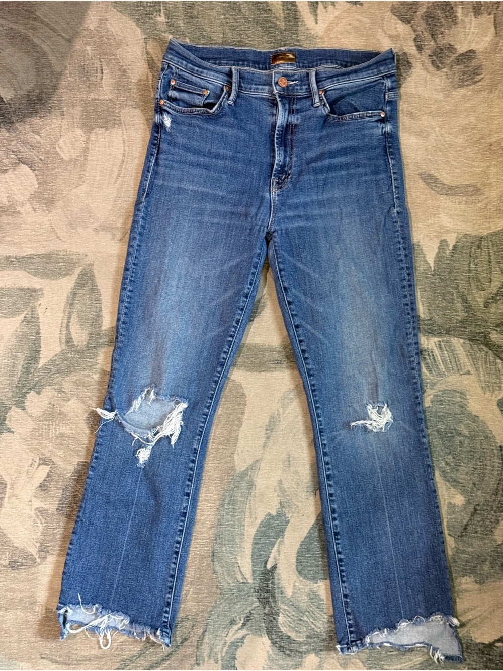 MOTHER Insider Crop Step Chew blue jeans size 29 - Picture 2 of 6